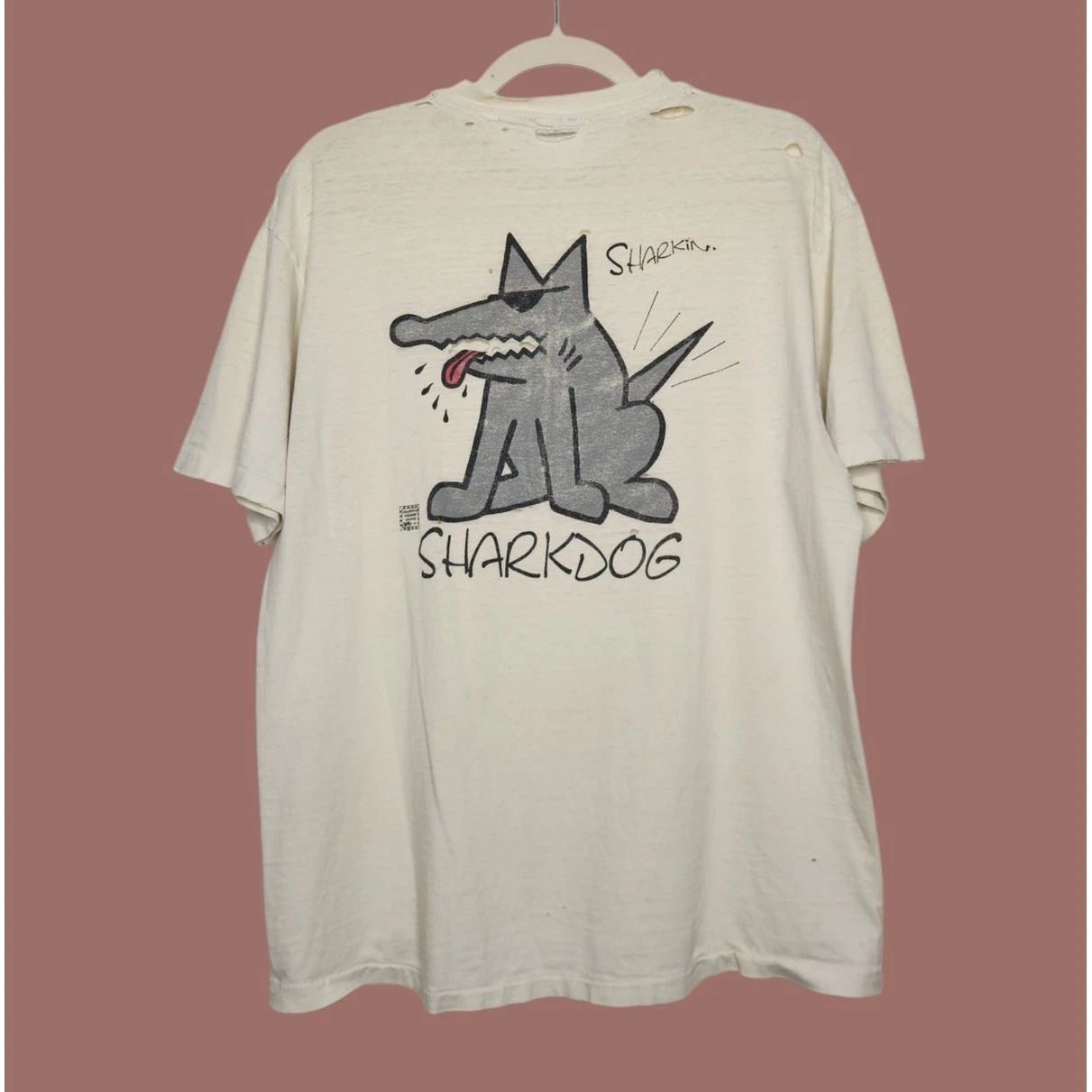 Vintage Sharkdog Surf Surfer Hawaii Double Sided Distressed Grunge Thrashed Unisex T-shirt, Sweatshirt, Hoodie, Long Sleeve Tee - T-Shirt, Sweatshirt, Hoodie
