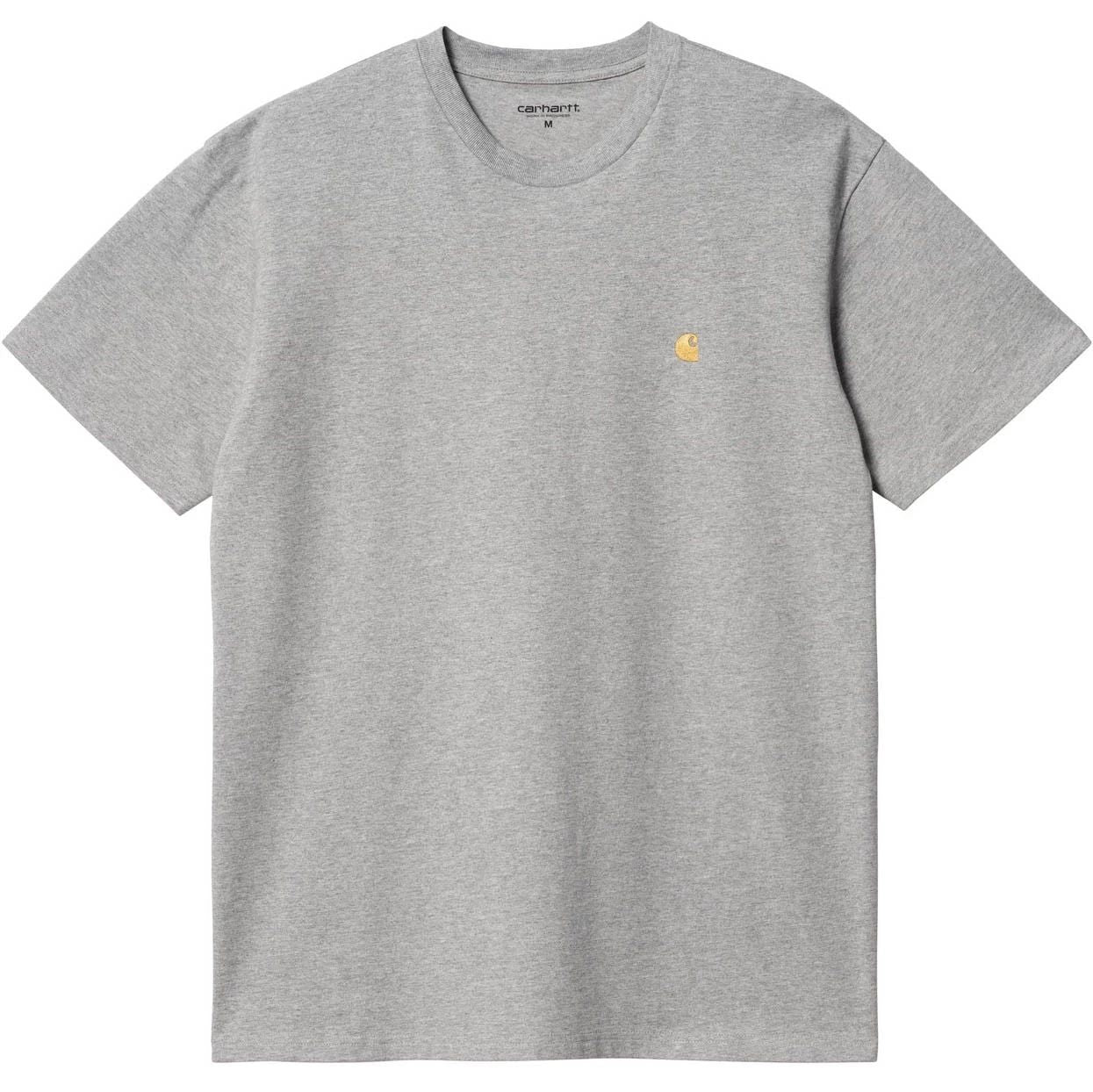 Carhartt Mens T-Shirt WIP Chase Logo Branded Jersey Cotton Tee Grey Heather Gold Unisex T-shirt, Sweatshirt, Hoodie, Long Sleeve Tee - T-Shirt, Sweatshirt, Hoodie