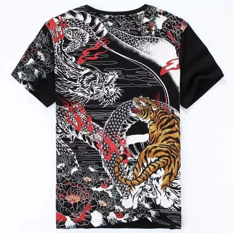 Japanese Dragon Tiger Men's T-Shirt Asian Mafia Tattoo Style Print Yakuza Unisex T-shirt, Sweatshirt, Hoodie, Long Sleeve Tee - T-Shirt, Sweatshirt, Hoodie