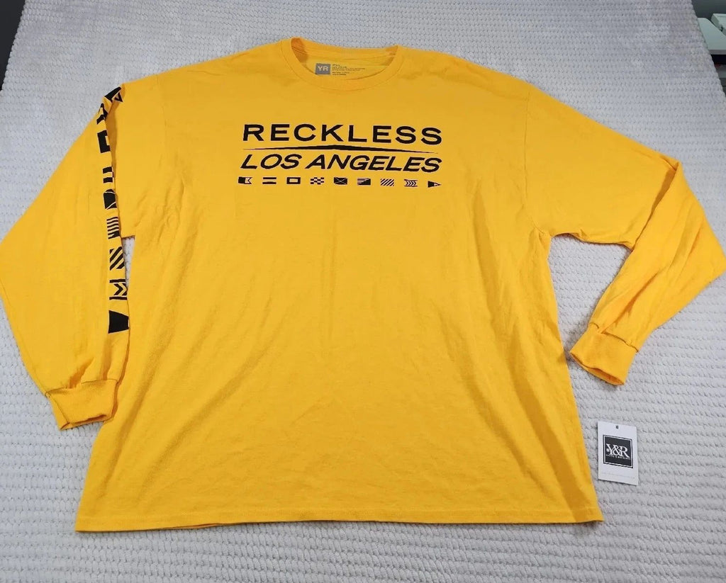Young & Reckless Shirt Mens 2X Yellow Long Sleeve Los Angeles Street Wear New Unisex T-shirt, Sweatshirt, Hoodie, Long Sleeve Tee - T-Shirt, Sweatshirt, Hoodie