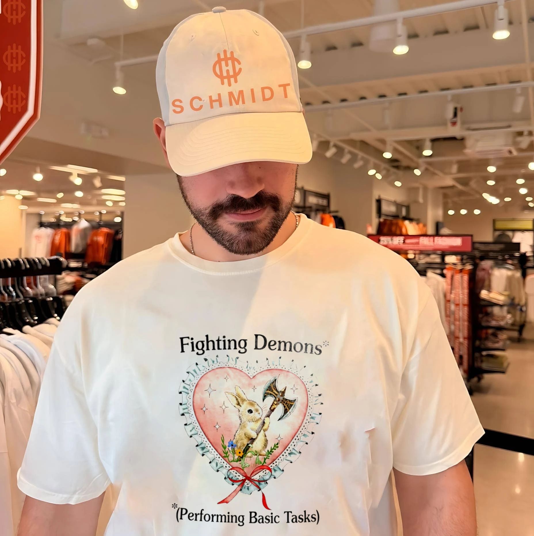Fighting demons performing basic tasks bunny with axe shirt Unisex T-shirt, Sweatshirt, Hoodie, Long Sleeve Tee - T-Shirt, Sweatshirt, Hoodie