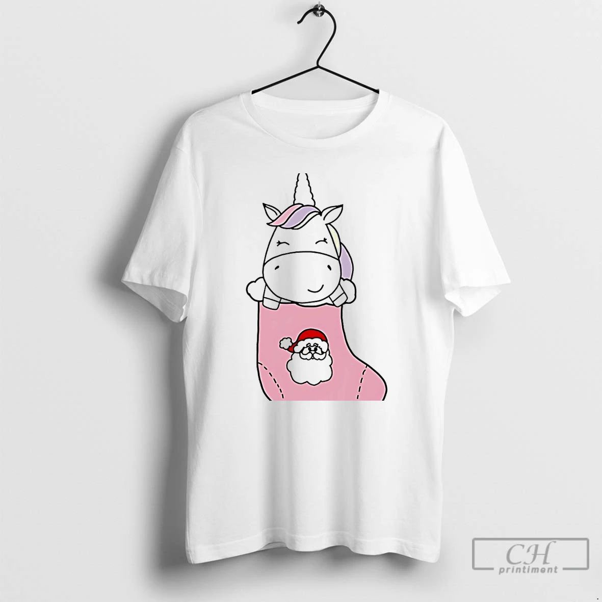 Classic Unicorn In Santa Christmas Stocking Cute Holiday White T Shirts Unisex T-shirt, Sweatshirt, Hoodie, Long Sleeve Tee - T-Shirt, Sweatshirt, Hoodie