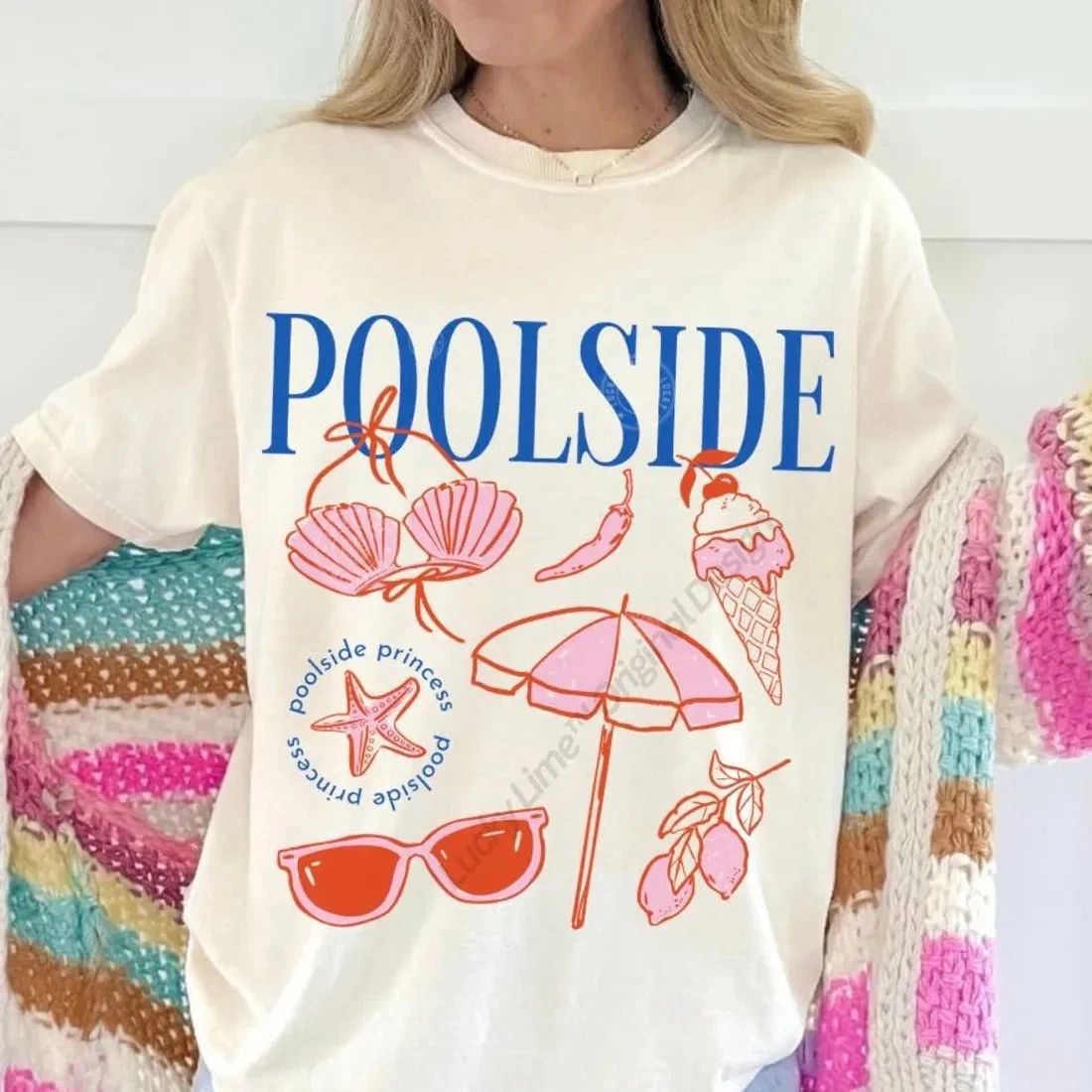 Poolside Princess Shirt, Retro Summer Shirt, Preppy Beach Shirt Trendy Unisex T-shirt, Sweatshirt, Hoodie, Long Sleeve Tee - T-Shirt, Sweatshirt, Hoodie