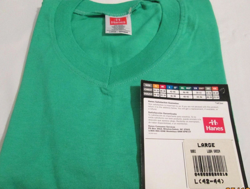 Men V Neck T-Shirt Hanes Heavy Weight Large Lush Green Color 100 % Cotton new Unisex T-shirt, Sweatshirt, Hoodie, Long Sleeve Tee - T-Shirt, Sweatshirt, Hoodie