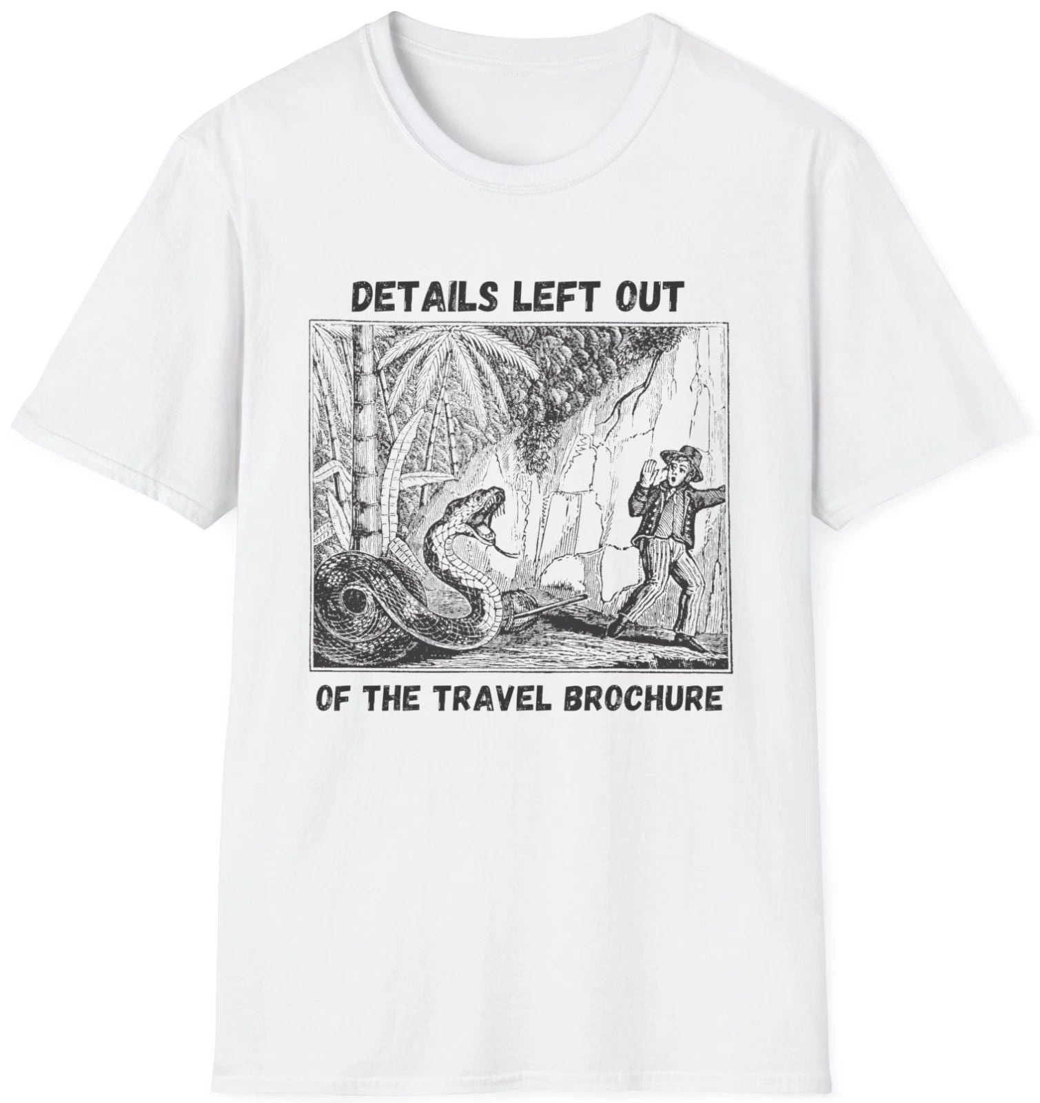Travel Brochure T Shirt graphic tee White Size M Unisex T-shirt, Sweatshirt, Hoodie, Long Sleeve Tee - T-Shirt, Sweatshirt, Hoodie