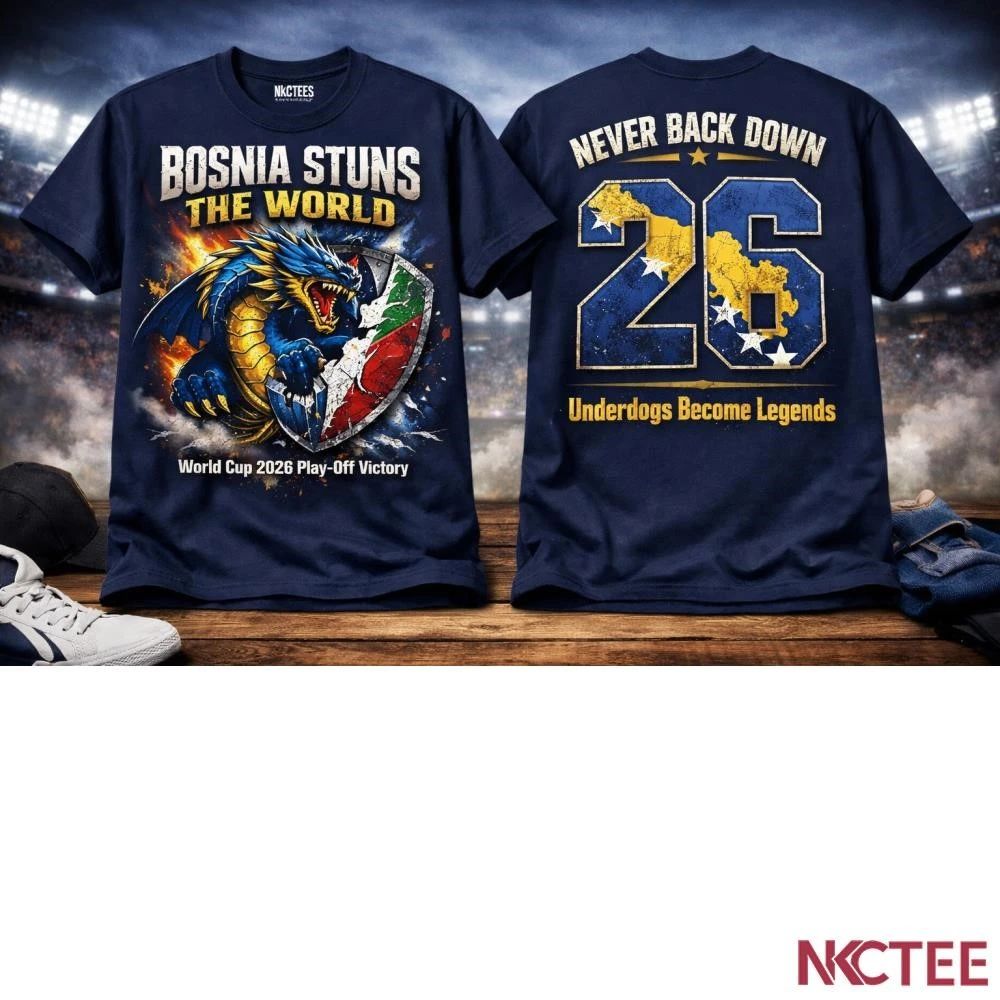 NKCtees Bosnia Stuns Italy 2026  Underdog World Cup Playoff Victory shirt Unisex T-shirt, Sweatshirt, Hoodie, Long Sleeve Tee - T-Shirt, Sweatshirt, Hoodie