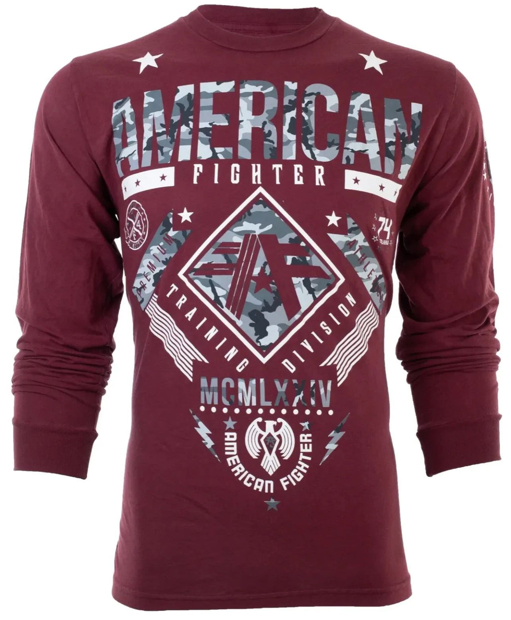 American Fighter Mens Long Sleeve Shirt LANDER Burgundy Premium S-3XL Unisex T-shirt, Sweatshirt, Hoodie, Long Sleeve Tee - T-Shirt, Sweatshirt, Hoodie