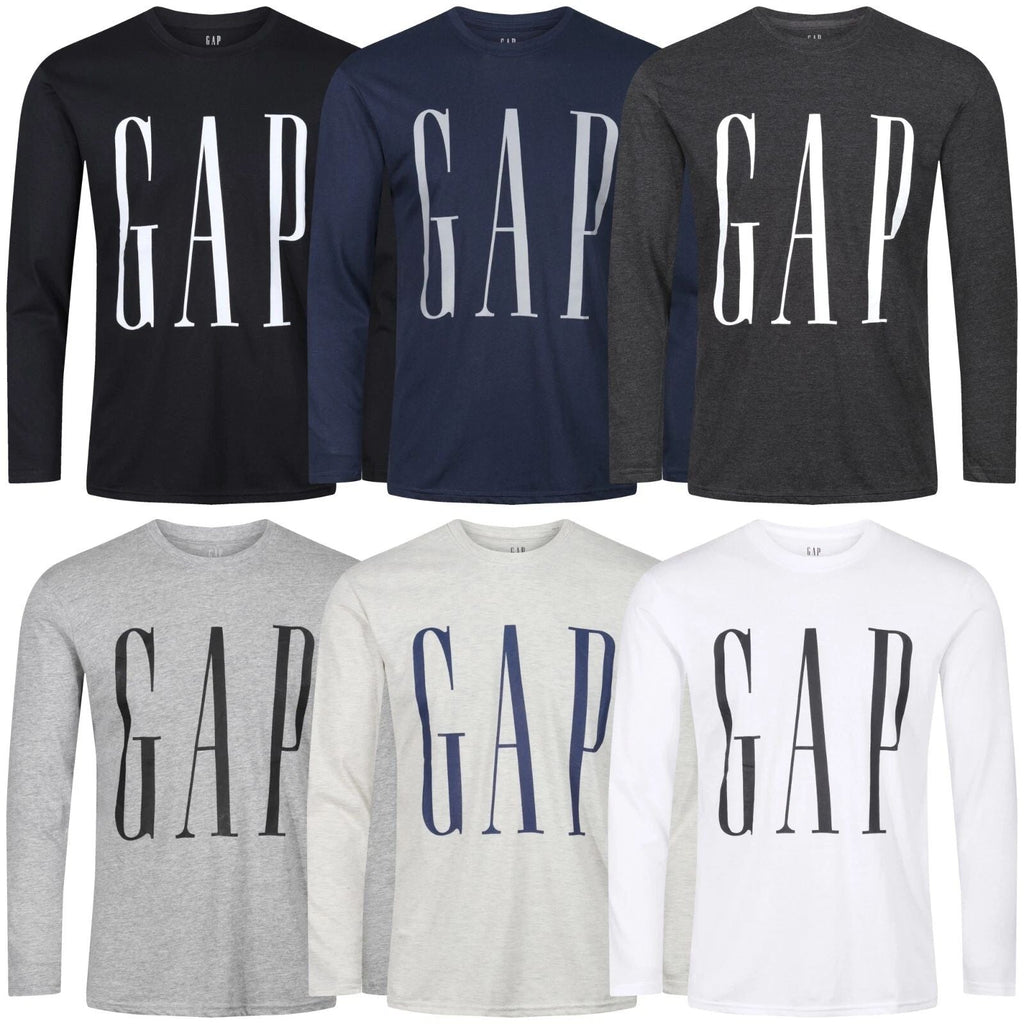 Mens GAP T-Shirt Long Sleeve Round Crew Neck 100% Cotton Printed Tee Plain Top Unisex T-shirt, Sweatshirt, Hoodie, Long Sleeve Tee - T-Shirt, Sweatshirt, Hoodie