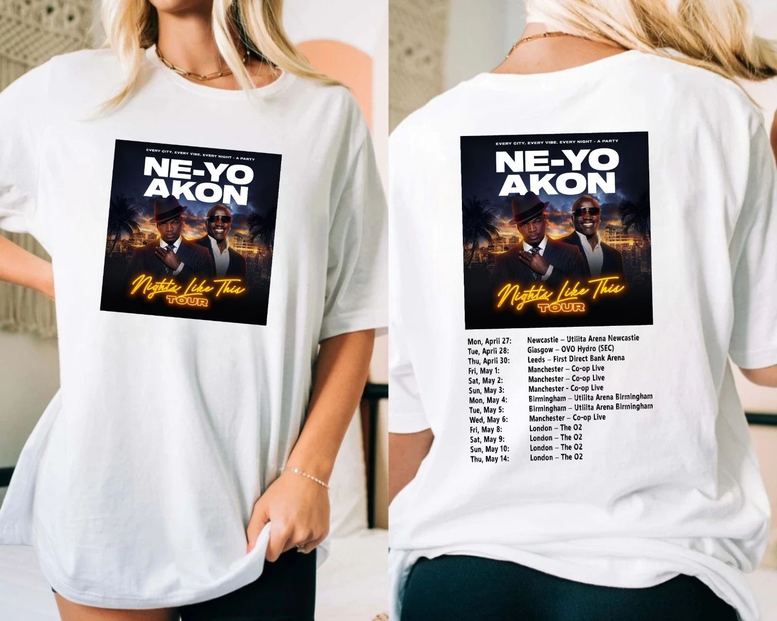 Ne-Yo & Akon Nights Nights Like This Tour 2025 T-Shirt, Music lover Gift Tee Top Unisex T-shirt, Sweatshirt, Hoodie, Long Sleeve Tee - T-Shirt, Sweatshirt, Hoodie