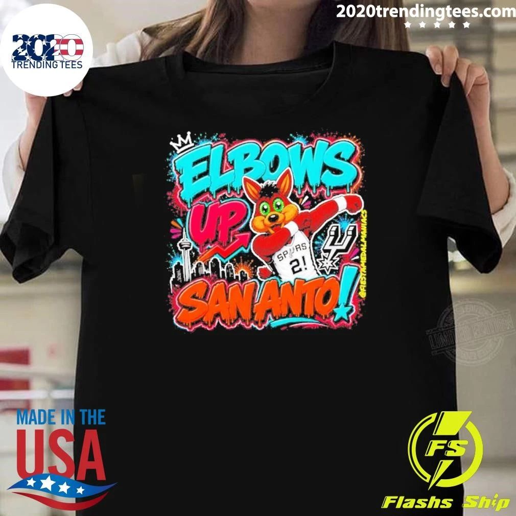 San Antonio Spurs Mascot Elbows Up Sananto Shirt Unisex T-shirt, Sweatshirt, Hoodie, Long Sleeve Tee - T-Shirt, Sweatshirt, Hoodie