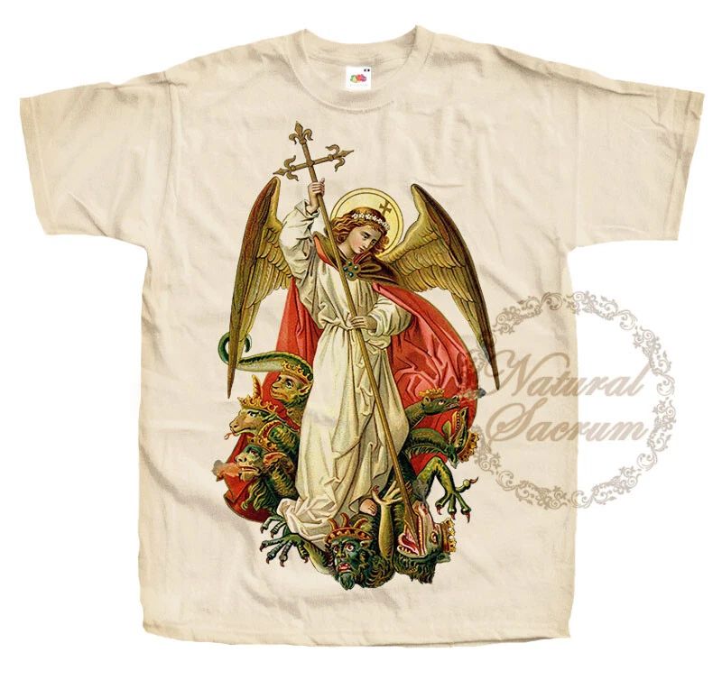 Catholic Natural T-shirt Saint Michael Archangel V46 Tee Vintage Sizes S - 5XL Unisex T-shirt, Sweatshirt, Hoodie, Long Sleeve Tee - T-Shirt, Sweatshirt, Hoodie