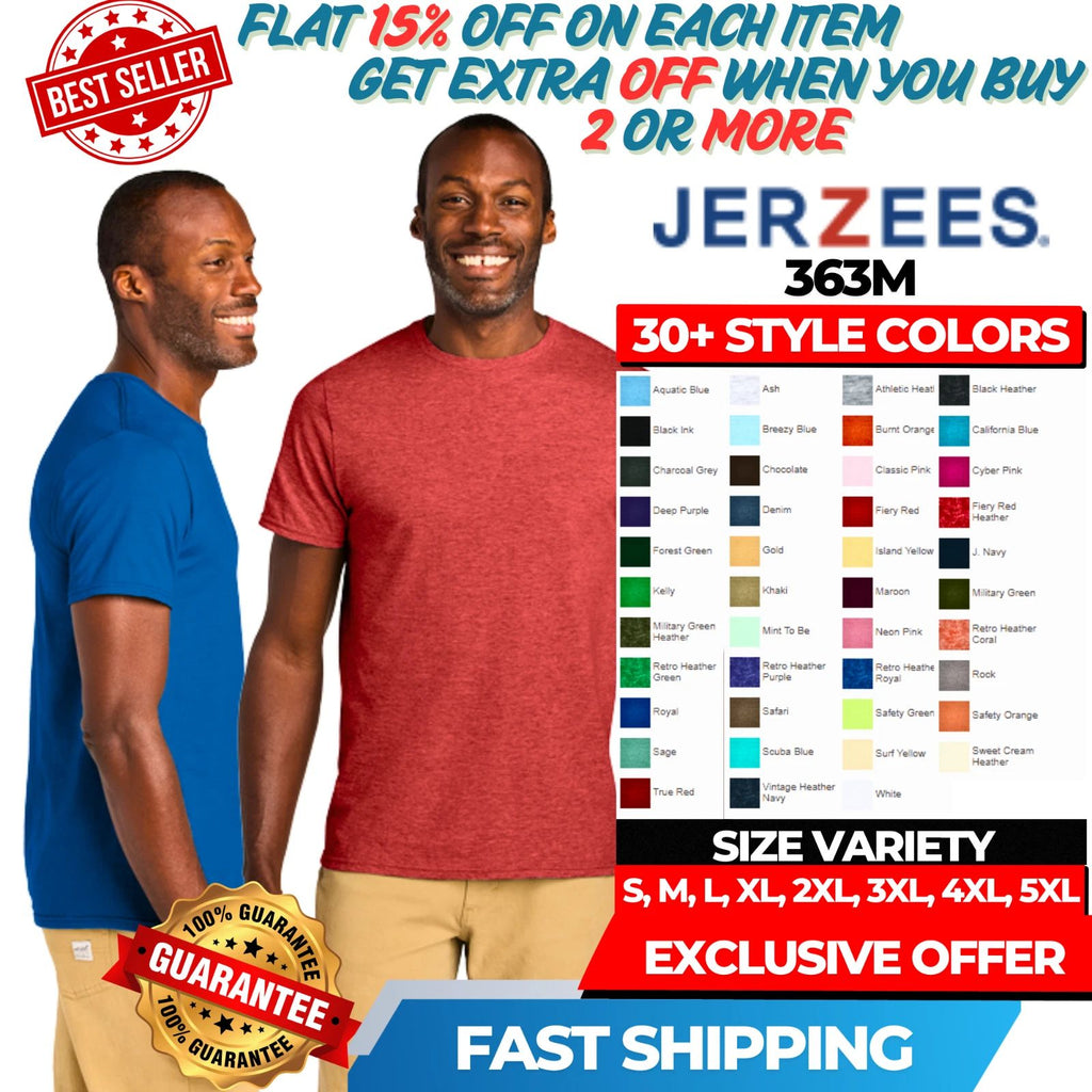 Jerzees 363M Classics Unisex Short Sleeve Round Neck 100% Cotton Stylish T-Shirt Unisex T-shirt, Sweatshirt, Hoodie, Long Sleeve Tee - T-Shirt, Sweatshirt, Hoodie