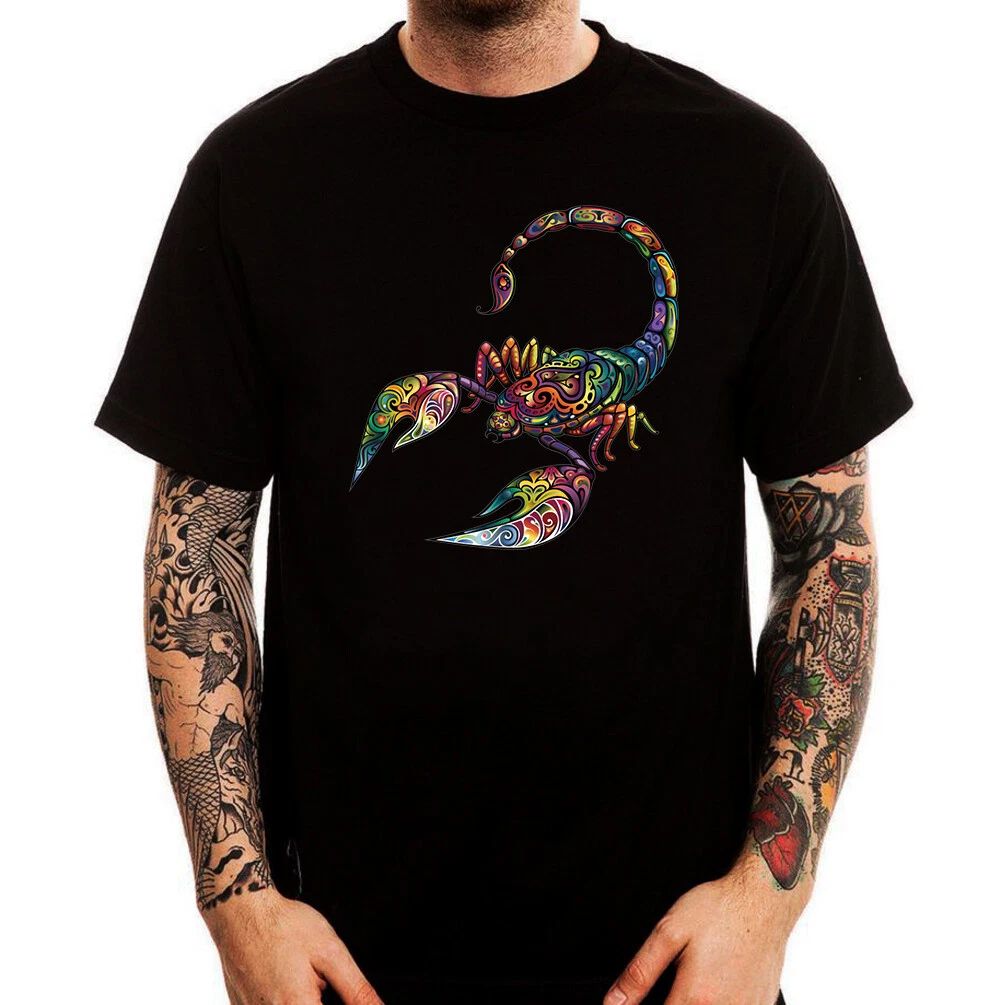 Colorful Poison Scorpion Trendy Printed Cotton Men's T-Shirt Top Tee Black White Unisex T-shirt, Sweatshirt, Hoodie, Long Sleeve Tee - T-Shirt, Sweatshirt, Hoodie