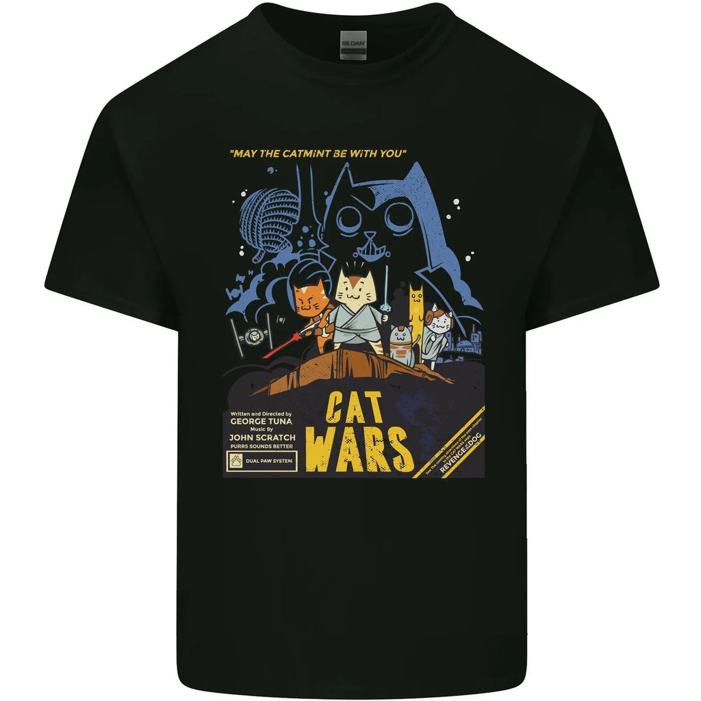 Cat Wars Funny Sci-Fi Mens Cotton T-Shirt Tee Top Unisex T-shirt, Sweatshirt, Hoodie, Long Sleeve Tee - T-Shirt, Sweatshirt, Hoodie
