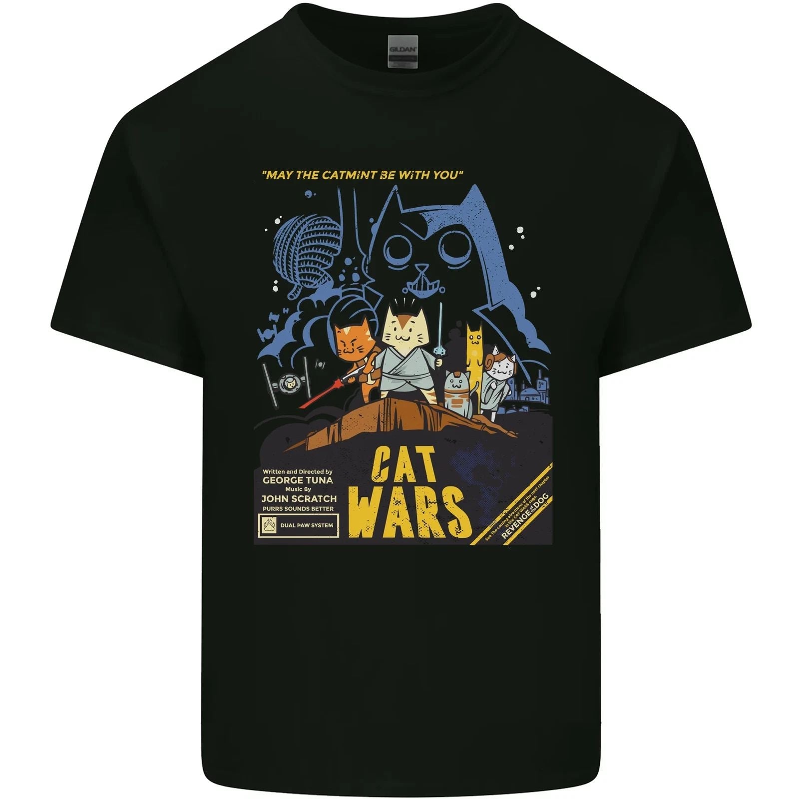Cat Wars Funny Sci-Fi Mens Cotton T-Shirt Tee Top Unisex T-shirt, Sweatshirt, Hoodie, Long Sleeve Tee - T-Shirt, Sweatshirt, Hoodie