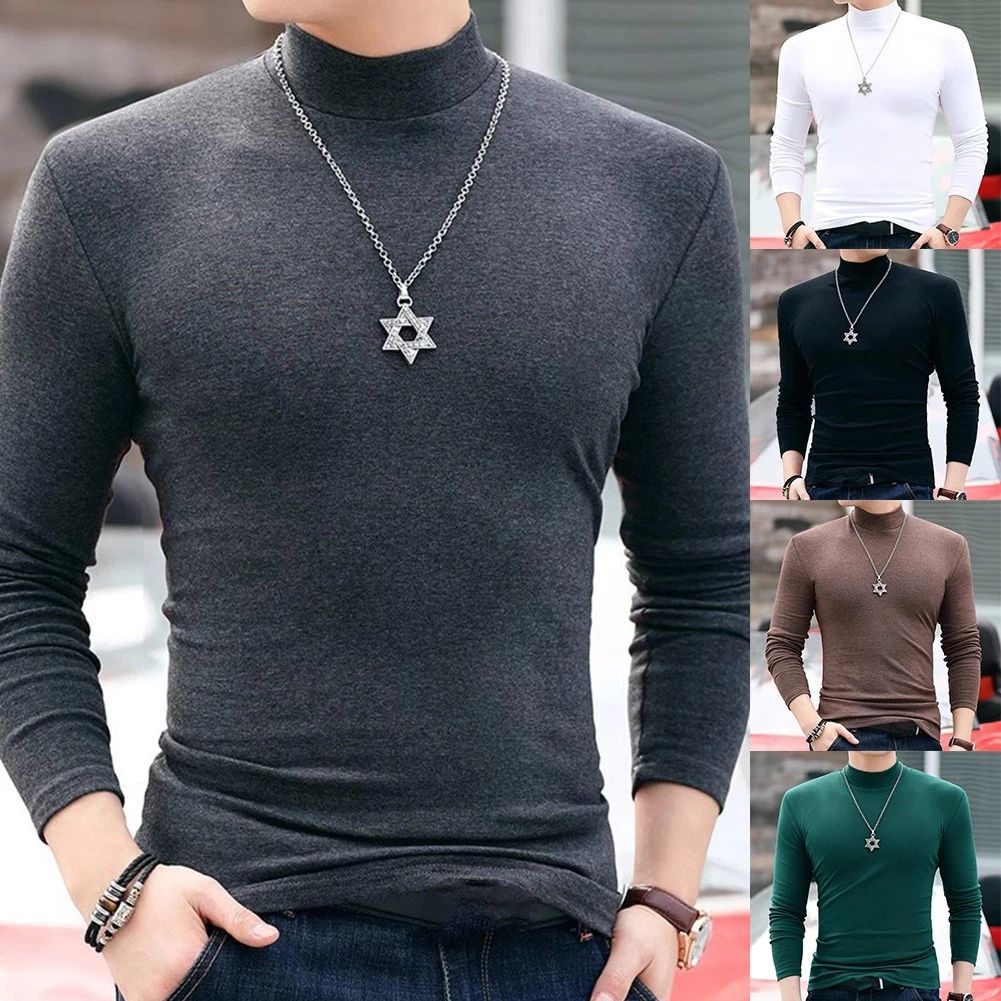 Mens Classic Pullovers with a Stylish Half Turtleneck and Long Sleeves Unisex T-shirt, Sweatshirt, Hoodie, Long Sleeve Tee - T-Shirt, Sweatshirt, Hoodie