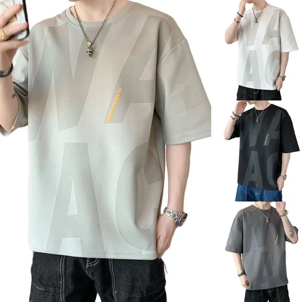 Harajuku Style Mens Printed Short Sleeve Crew Neck Tee for Casual Streetwear Unisex T-shirt, Sweatshirt, Hoodie, Long Sleeve Tee - T-Shirt, Sweatshirt, Hoodie
