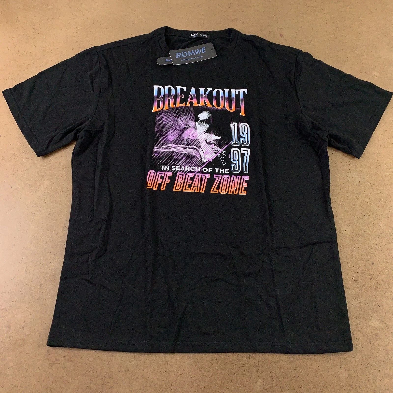 ROMWE Men's Size XL Black Breakout Off Beat Zone Short Sleeve Graphic Tee NWT Unisex T-shirt, Sweatshirt, Hoodie, Long Sleeve Tee - T-Shirt, Sweatshirt, Hoodie
