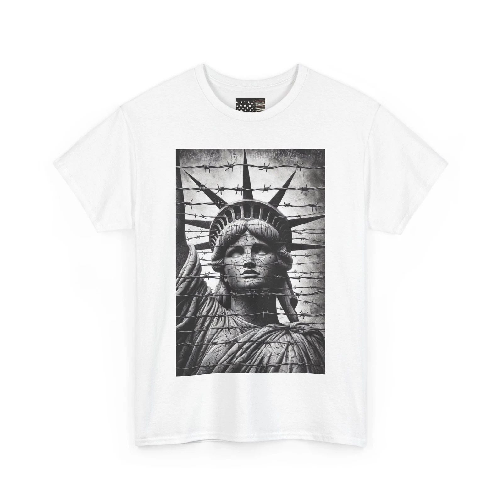 Unisex Heavy Cotton Tee crying statue of Liberty in America original t-shirt art Unisex T-shirt, Sweatshirt, Hoodie, Long Sleeve Tee - T-Shirt, Sweatshirt, Hoodie