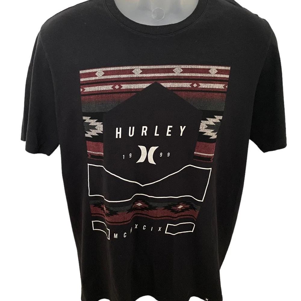 HURLEY Surf Black w/ Maroon Tee Shirt Men M Medium Unisex T-shirt, Sweatshirt, Hoodie, Long Sleeve Tee - T-Shirt, Sweatshirt, Hoodie