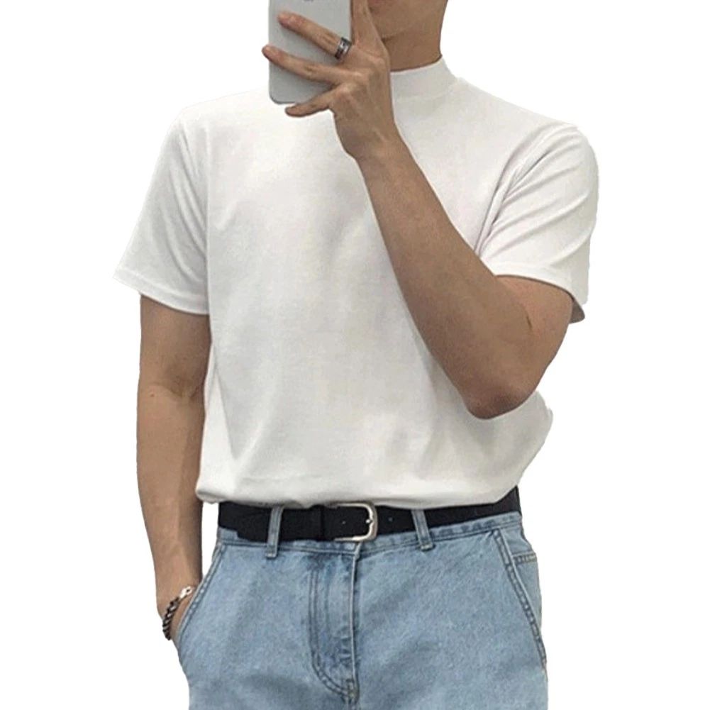 Mens Modern Korean Style Short Sleeve Tops With Slim Silhouette Unisex T-shirt, Sweatshirt, Hoodie, Long Sleeve Tee - T-Shirt, Sweatshirt, Hoodie