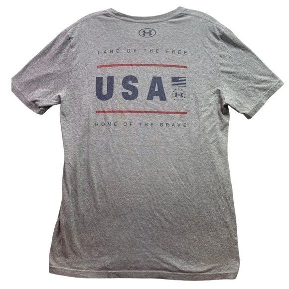 Under Armour Shirt Mens Medium Patriotic Logo Spell Out Everyday Streetwear Unisex T-shirt, Sweatshirt, Hoodie, Long Sleeve Tee - T-Shirt, Sweatshirt, Hoodie