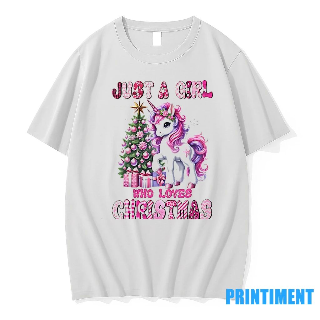 Just A Girl Who Loves Christmas Unicorn Tree Tshirts Sweater Unisex T-shirt, Sweatshirt, Hoodie, Long Sleeve Tee - T-Shirt, Sweatshirt, Hoodie