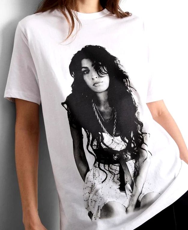 AMY WINEHOUSE (See Back) T-Shirt White Cotton Short Sleeve BNWT Primark Licenced Unisex T-shirt, Sweatshirt, Hoodie, Long Sleeve Tee - T-Shirt, Sweatshirt, Hoodie