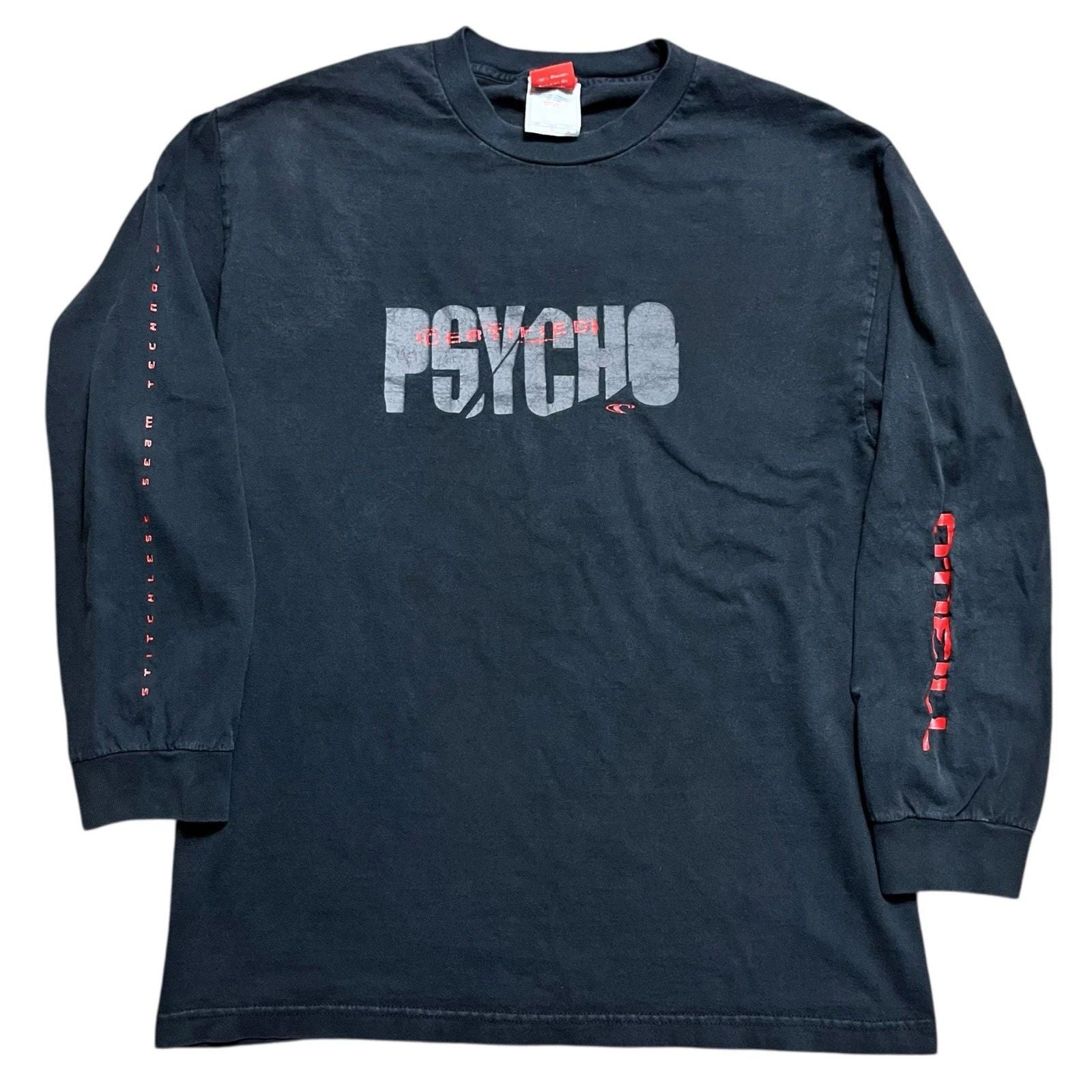 ONeil Certified Psycho Long Sleeve Shirt Y2K Skater Surf Vintage Tee Rare Large Unisex T-shirt, Sweatshirt, Hoodie, Long Sleeve Tee - T-Shirt, Sweatshirt, Hoodie