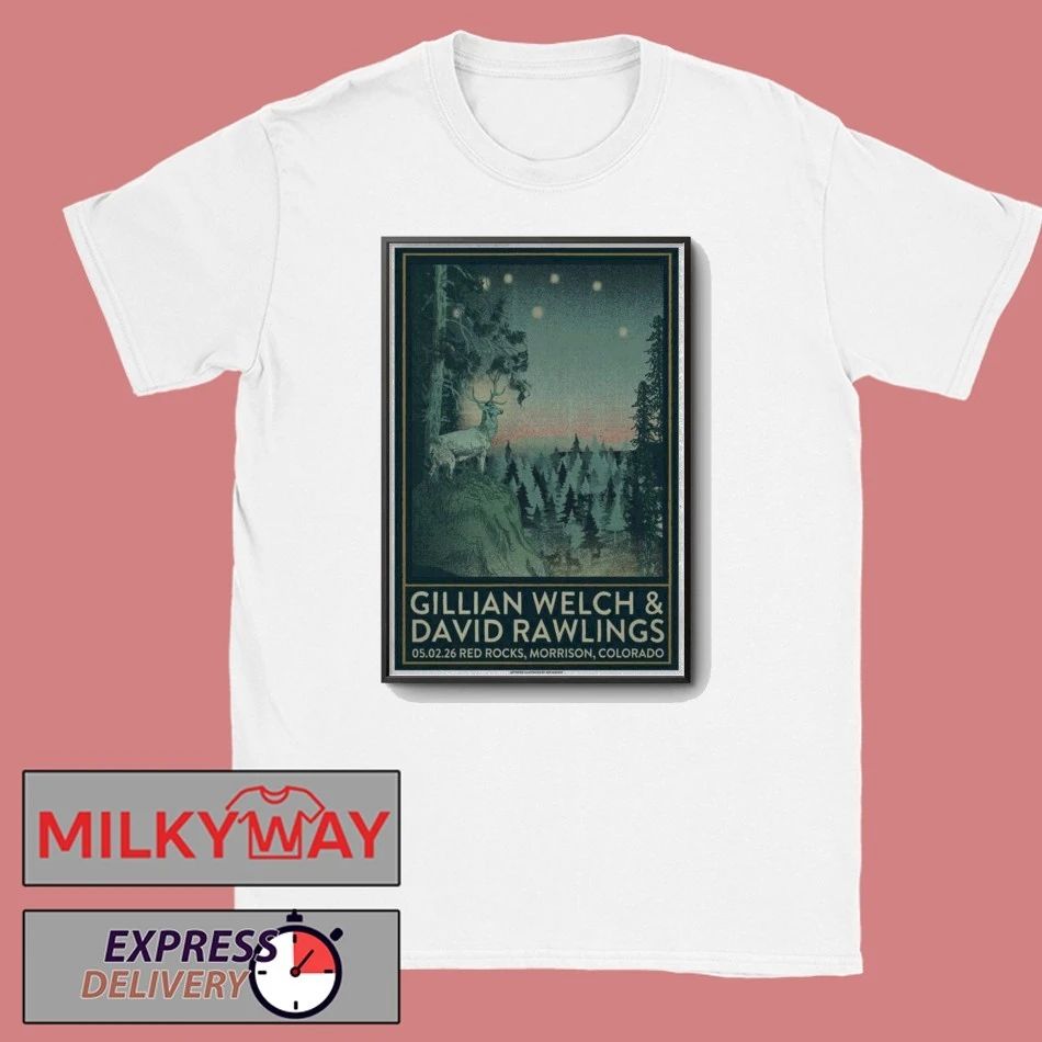 May 02 2026 Gillian Welch x David Rawlings Red Rocks TOUR Poster shirt Unisex T-shirt, Sweatshirt, Hoodie, Long Sleeve Tee - T-Shirt, Sweatshirt, Hoodie