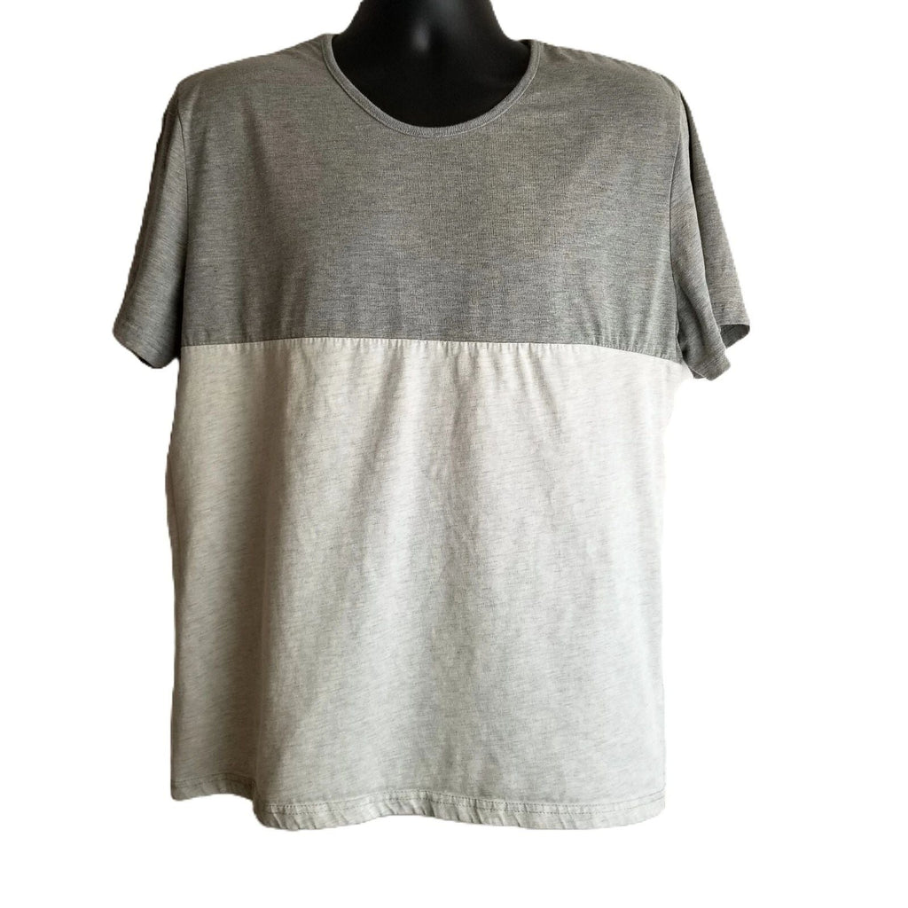 ZIP Casualization Colorblock T Shirt XL Grey Two Tone Cotton Casual Minimal Unisex T-shirt, Sweatshirt, Hoodie, Long Sleeve Tee - T-Shirt, Sweatshirt, Hoodie
