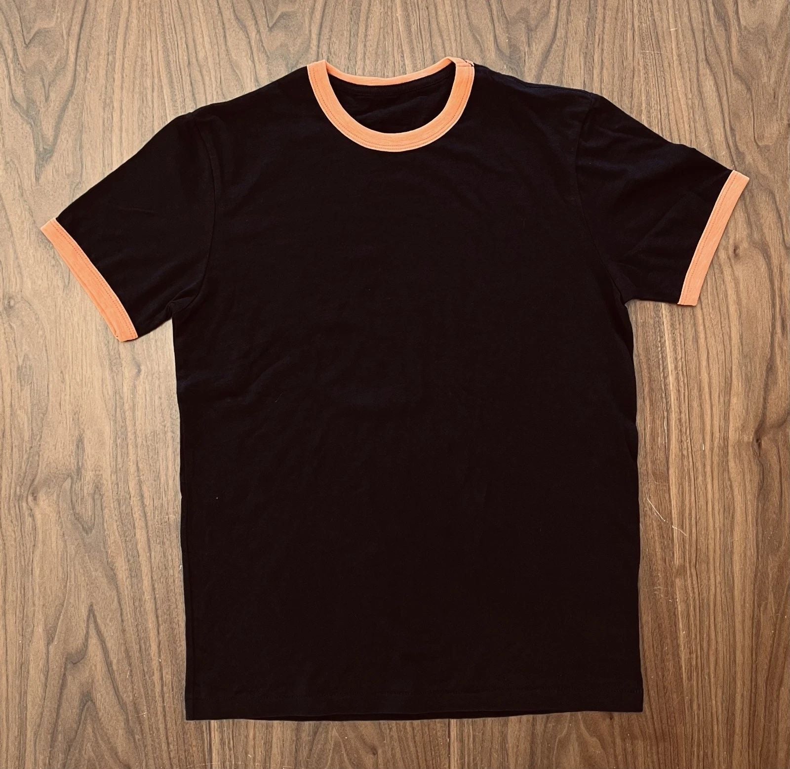 Johnson Motors - Ringer - NWOT - Jet Black/Orange - Medium (see pics/chart) Unisex T-shirt, Sweatshirt, Hoodie, Long Sleeve Tee - T-Shirt, Sweatshirt, Hoodie