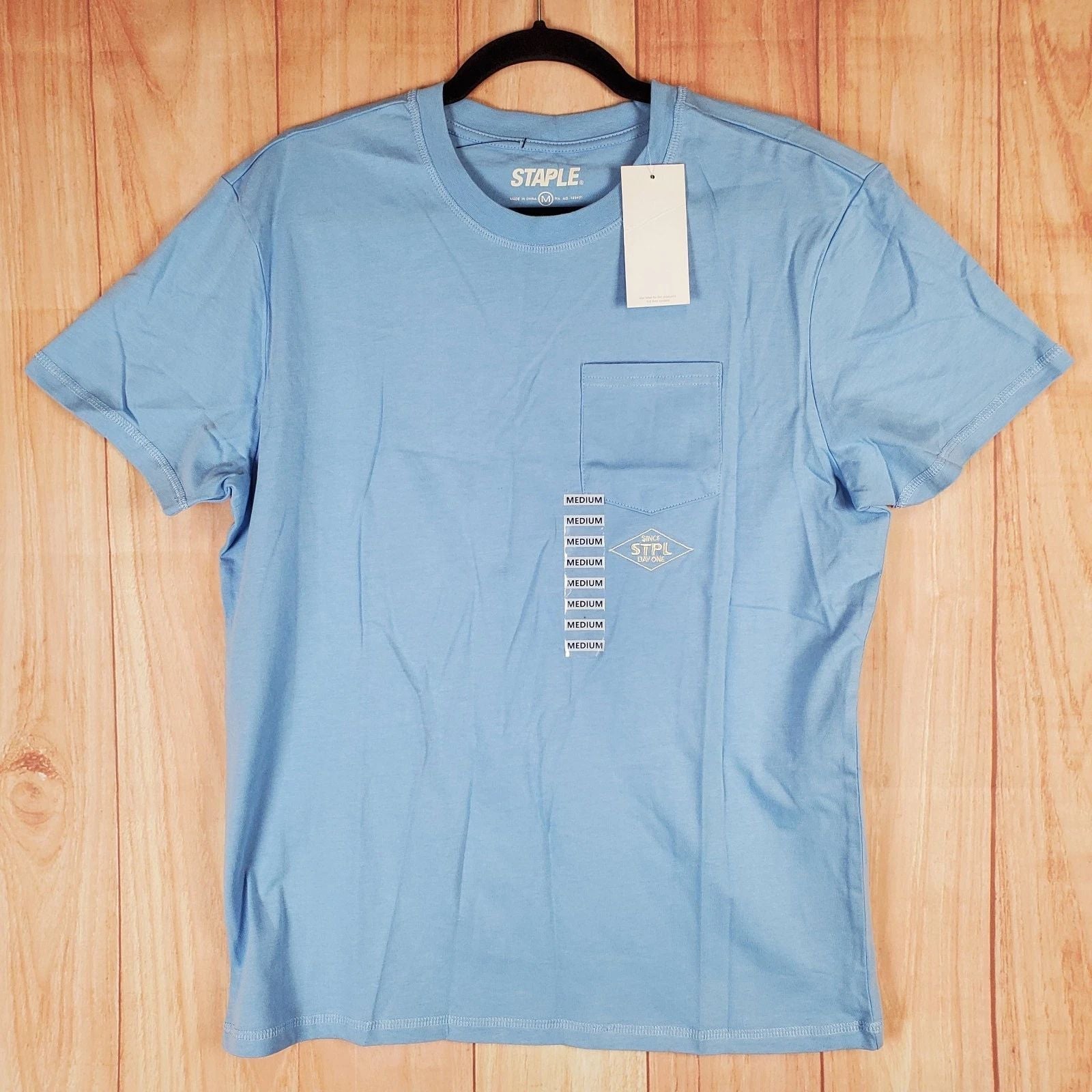 Staple T Shirt Mens Medium Light Blue Cotton Logo Crew Neck Casual Streetwear Unisex T-shirt, Sweatshirt, Hoodie, Long Sleeve Tee - T-Shirt, Sweatshirt, Hoodie