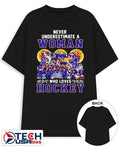 Never underestimate a woman who loves USA Hockey graphic shirt Unisex T-shirt, Sweatshirt, Hoodie, Long Sleeve Tee - T-Shirt, Sweatshirt, Hoodie