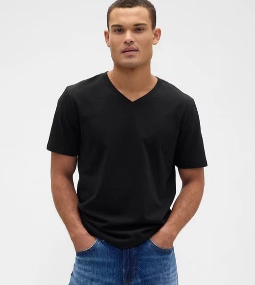 Gap Everyday Soft Shirt Mens Large Tapestry Black V-Neck Cotton Jersey Tee NEW Unisex T-shirt, Sweatshirt, Hoodie, Long Sleeve Tee - T-Shirt, Sweatshirt, Hoodie