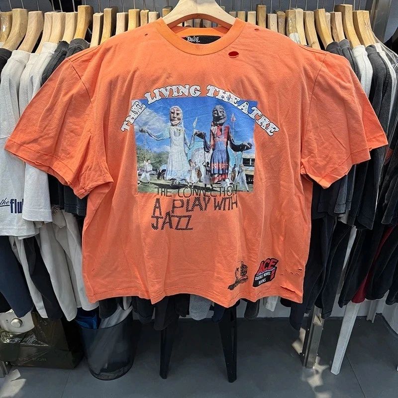 Hollywood Living Theatre Connection Play Jazz Mens Orange Cotton T Shirt Unisex T-shirt, Sweatshirt, Hoodie, Long Sleeve Tee - T-Shirt, Sweatshirt, Hoodie