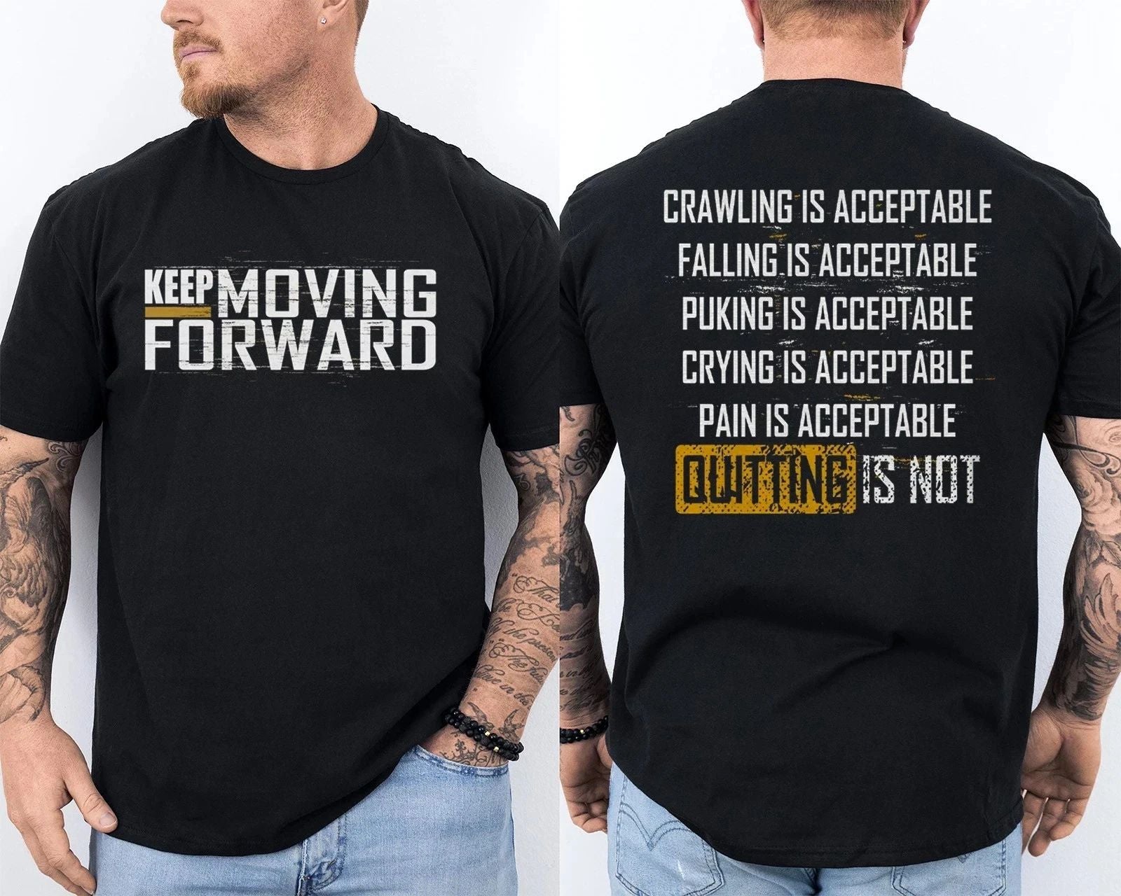 Fitness Gym Keep Moving Forward Mental Health Awareness Front And Back T-Shirt Unisex T-shirt, Sweatshirt, Hoodie, Long Sleeve Tee - T-Shirt, Sweatshirt, Hoodie
