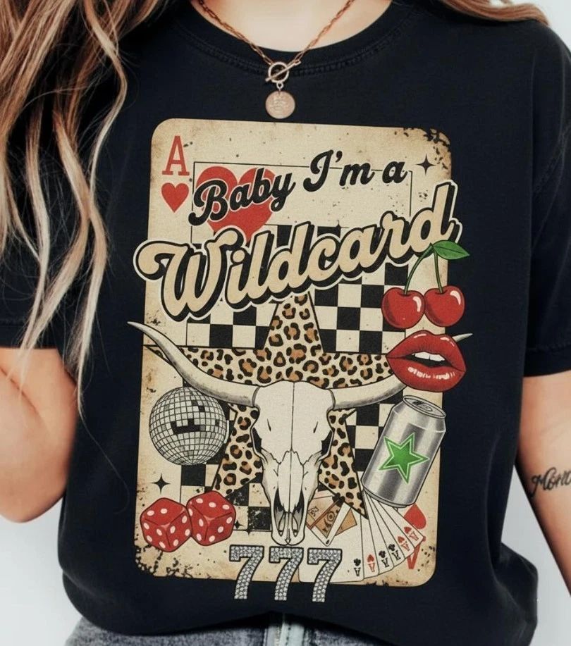 Trendy Cowgirl Wild Card Collage T-shirt, Western Graphic Quotes Tee Designs Unisex T-shirt, Sweatshirt, Hoodie, Long Sleeve Tee - T-Shirt, Sweatshirt, Hoodie