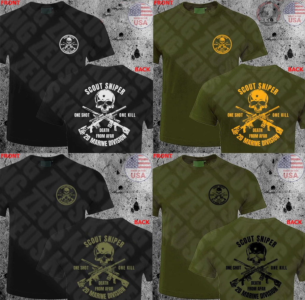 USMC United States Marine Corps Scout Sniper Camp 2d marine Division Tshirt Unisex T-shirt, Sweatshirt, Hoodie, Long Sleeve Tee - T-Shirt, Sweatshirt, Hoodie