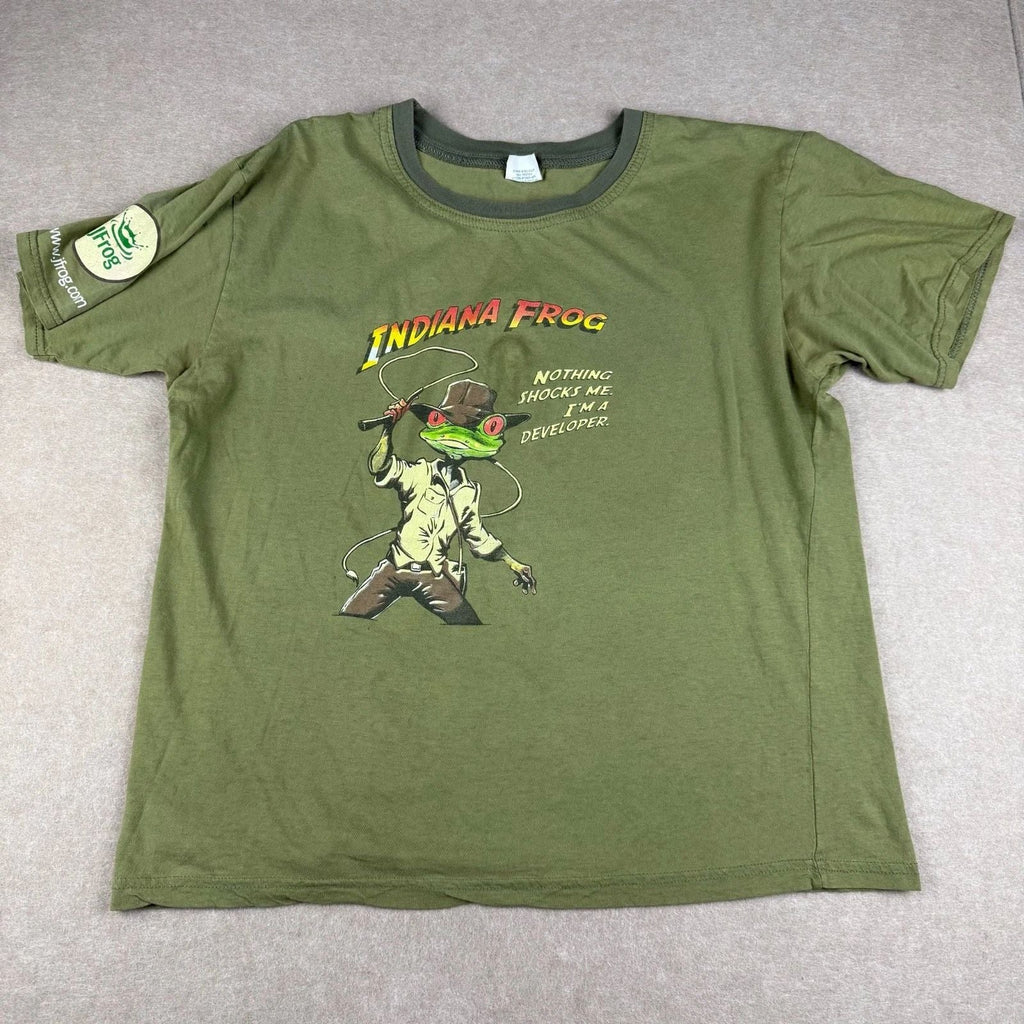 Indiana Frog Shirt Mens Small Green Programmer Developer Funny Parody Tee Unisex T-shirt, Sweatshirt, Hoodie, Long Sleeve Tee - T-Shirt, Sweatshirt, Hoodie