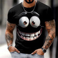 Mens Funny Face 3D Print T Shirt Summer Casual Loose Fit Streetwear Top Unisex T-shirt, Sweatshirt, Hoodie, Long Sleeve Tee - T-Shirt, Sweatshirt, Hoodie
