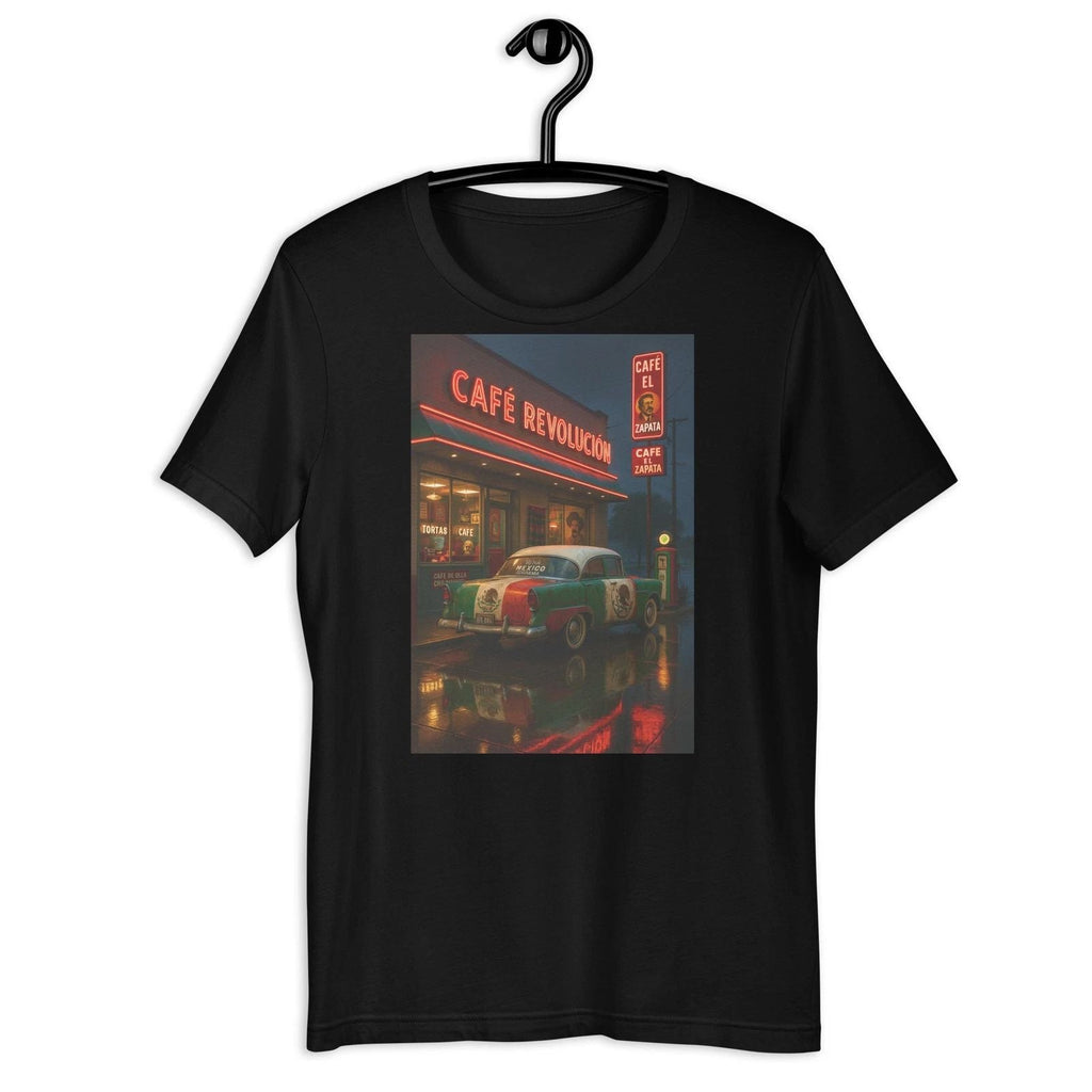 Mexican Cafe Neon T-Shirt Vintage Car Flag Night Street Graphic Tee Unisex T-shirt, Sweatshirt, Hoodie, Long Sleeve Tee - T-Shirt, Sweatshirt, Hoodie