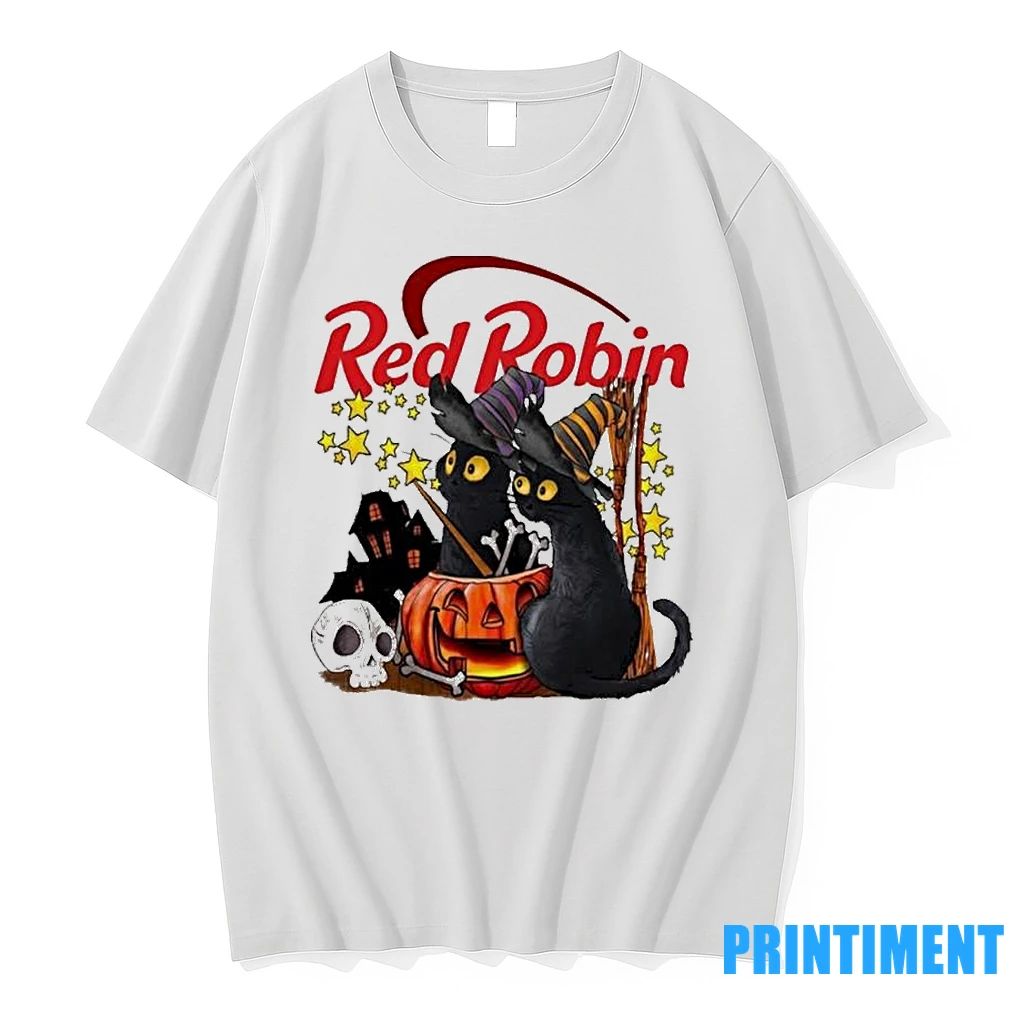 Black Cat Red Robin Halloween Tshirts Sweater Unisex T-shirt, Sweatshirt, Hoodie, Long Sleeve Tee - T-Shirt, Sweatshirt, Hoodie