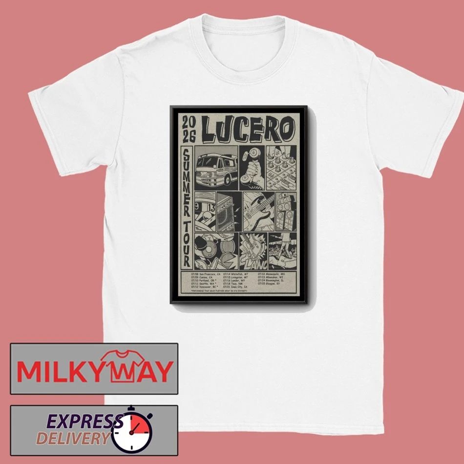 Lucero Music Summer Tour 2026 Poster shirt Unisex T-shirt, Sweatshirt, Hoodie, Long Sleeve Tee - T-Shirt, Sweatshirt, Hoodie