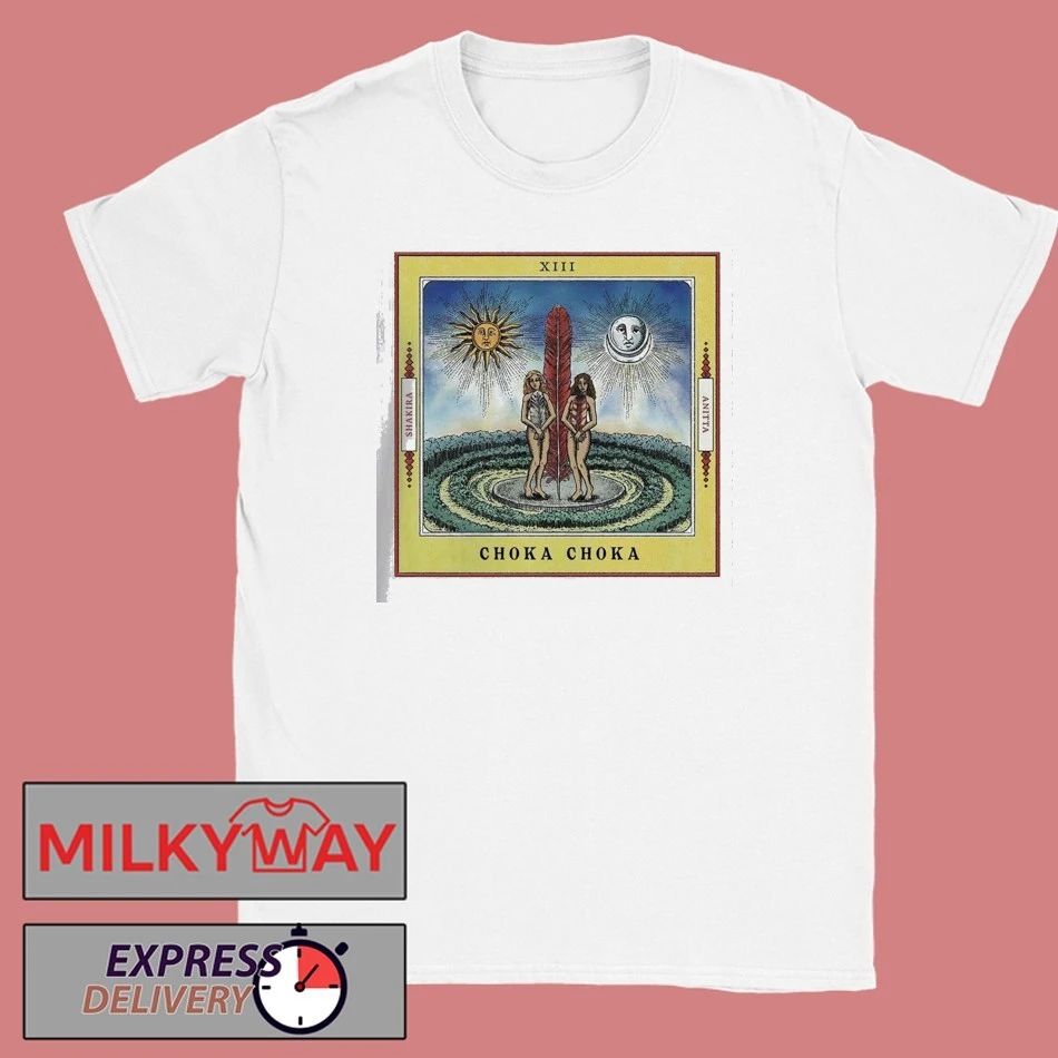 Shakira X Anitta Choka Choka Collab Tarot Card Style Art T-Shirt Unisex T-shirt, Sweatshirt, Hoodie, Long Sleeve Tee - T-Shirt, Sweatshirt, Hoodie