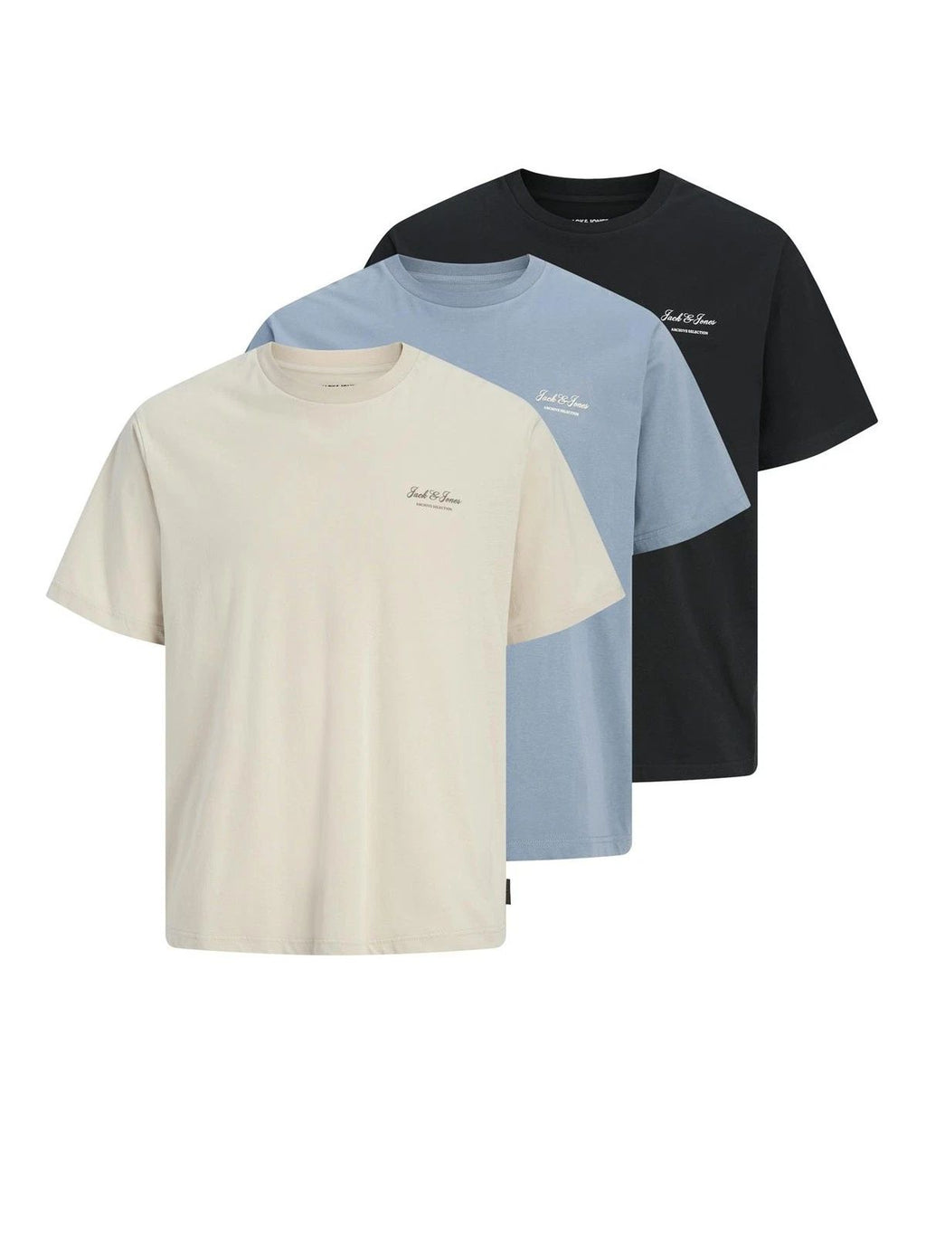 Jack & Jones 3 Pack Mens Short Sleeve T Shirts O Neck Casual Smart Tee Tops Unisex T-shirt, Sweatshirt, Hoodie, Long Sleeve Tee - T-Shirt, Sweatshirt, Hoodie