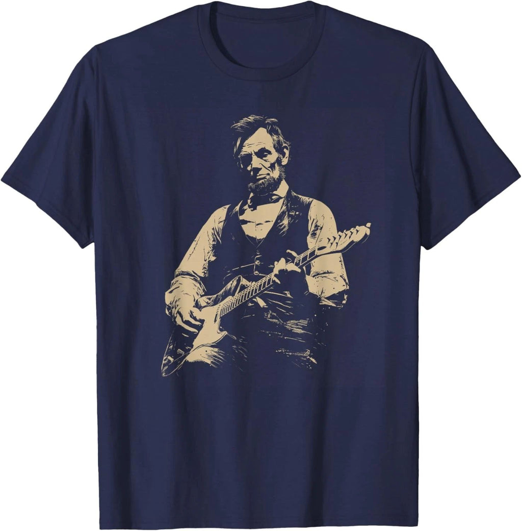 Abraham Lincoln Abe Lincoln Playing Guitar Retro Vintage Unisex T-Shirt Unisex T-shirt, Sweatshirt, Hoodie, Long Sleeve Tee - T-Shirt, Sweatshirt, Hoodie