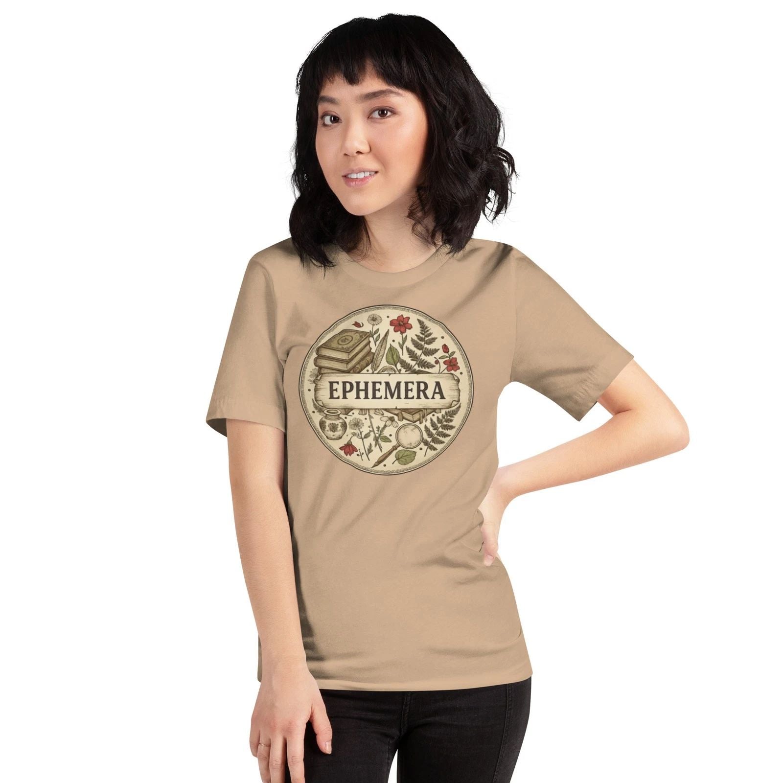 Junk Journal Design T-shirt, Earth Tone Design Collage Tee, 100% Cotton Unisex T-shirt, Sweatshirt, Hoodie, Long Sleeve Tee - T-Shirt, Sweatshirt, Hoodie