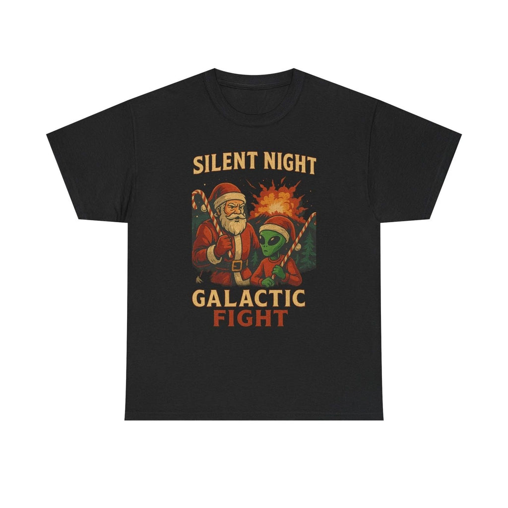 Silent Night Galactic Fight T-Shirt | Santa vs Alien Christmas Unisex T-shirt, Sweatshirt, Hoodie, Long Sleeve Tee - T-Shirt, Sweatshirt, Hoodie