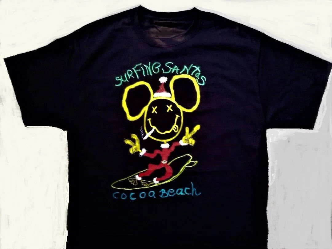 Surfing Santas  Cocoa Beach Black short Sleeve  T-Shirt Cotton Medium  New Unisex T-shirt, Sweatshirt, Hoodie, Long Sleeve Tee - T-Shirt, Sweatshirt, Hoodie
